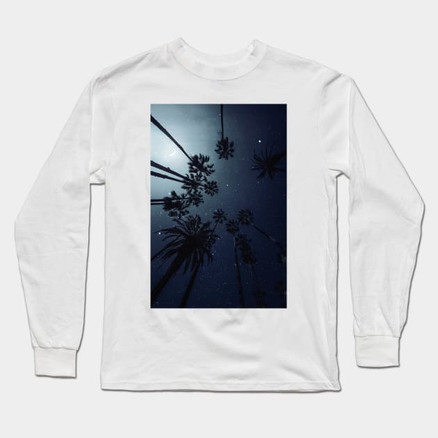 Palm Trees, Night Sky Long Sleeve T-Shirt by va103